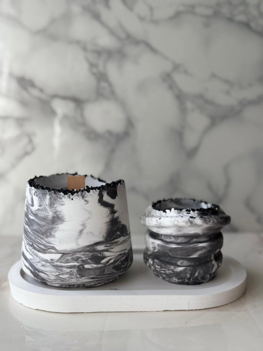 Aberto Design Glamour Candle 43ST - Juego de 3 Velas de Soja Gris y Blanco